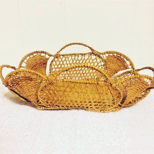 Unique 1950s Willow Hand Made Basket Tray